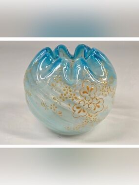 Victorian Era Cased Glass Enamel Painted Rose Bowl